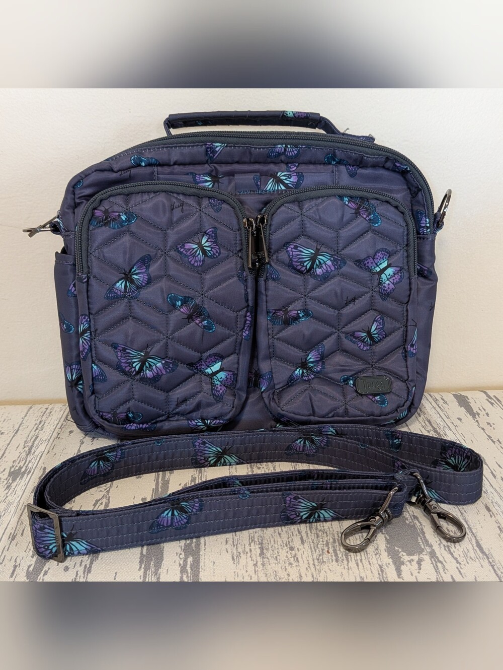Lug Navigator Crossbody Handbag Navy Butterfly